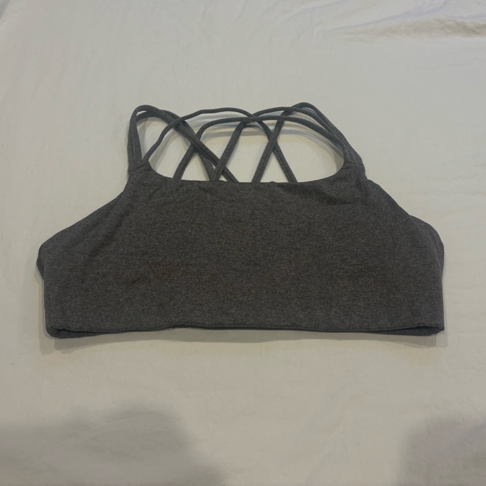 Athleta Heather Gray Strappy Sports Bra
